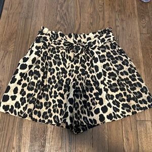 Zara paper bag leopard shorts